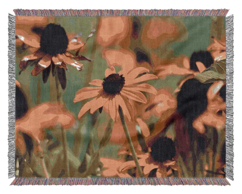 Yellow Flowers In The Garden Woven Blanket