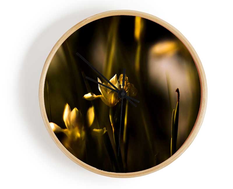 Withered Yellow Flowers Clock - Wallart-Direct UK