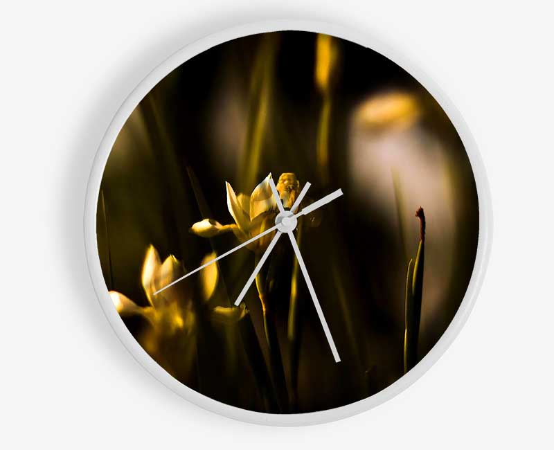 Withered Yellow Flowers Clock - Wallart-Direct UK