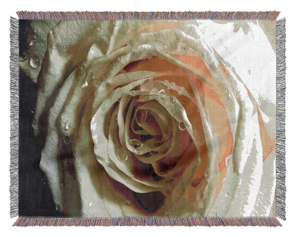 White Rose On Black Velvet Woven Blanket