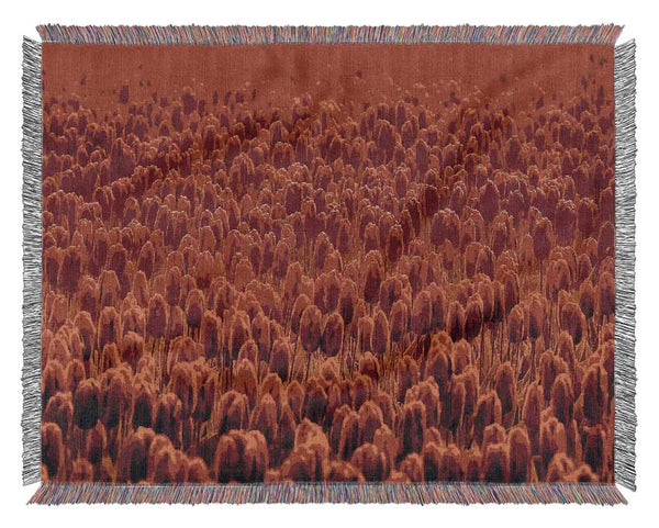 Field Of Scarlet Tulips Woven Blanket