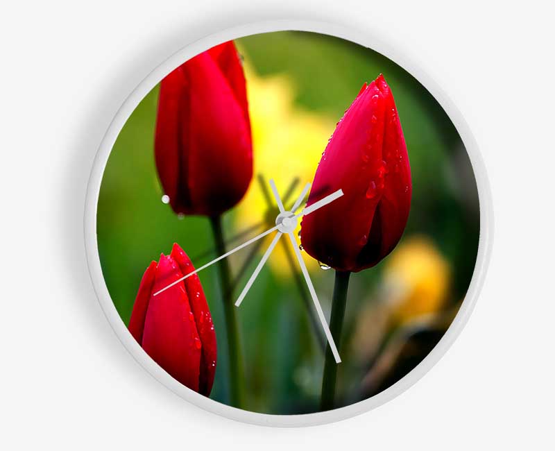 Three Red Tulips Clock - Wallart-Direct UK