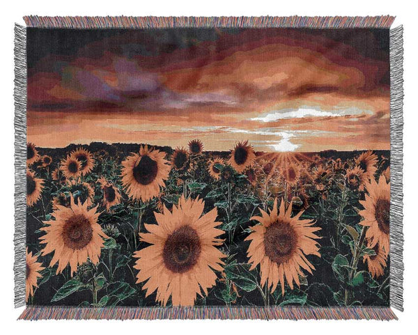 Magic Landscape Sunflower Field Woven Blanket