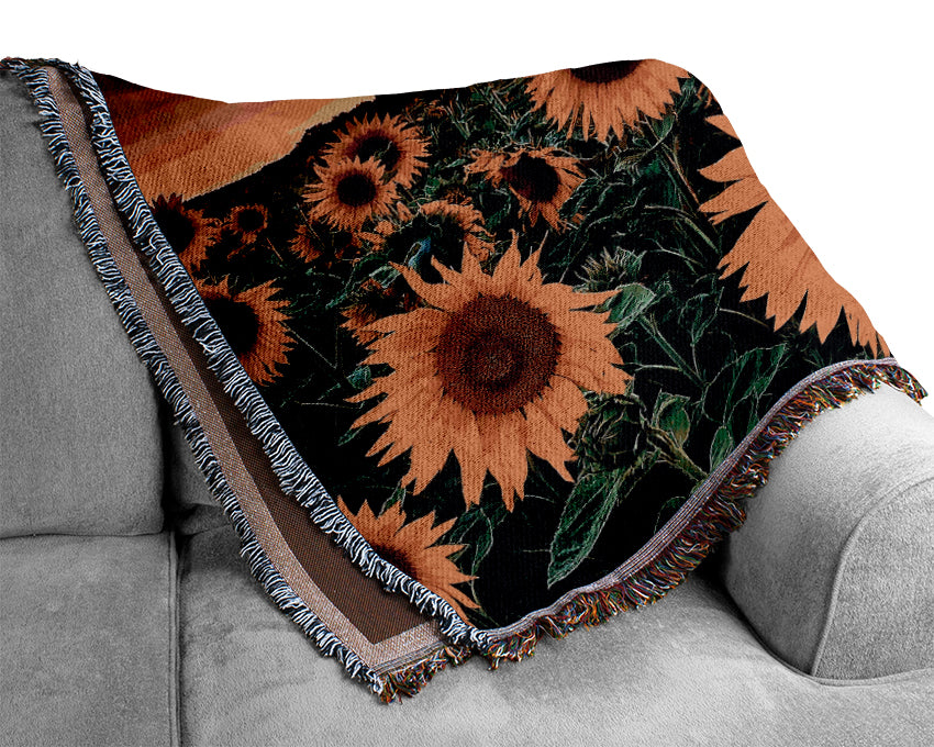 Magic Landscape Sunflower Field Woven Blanket