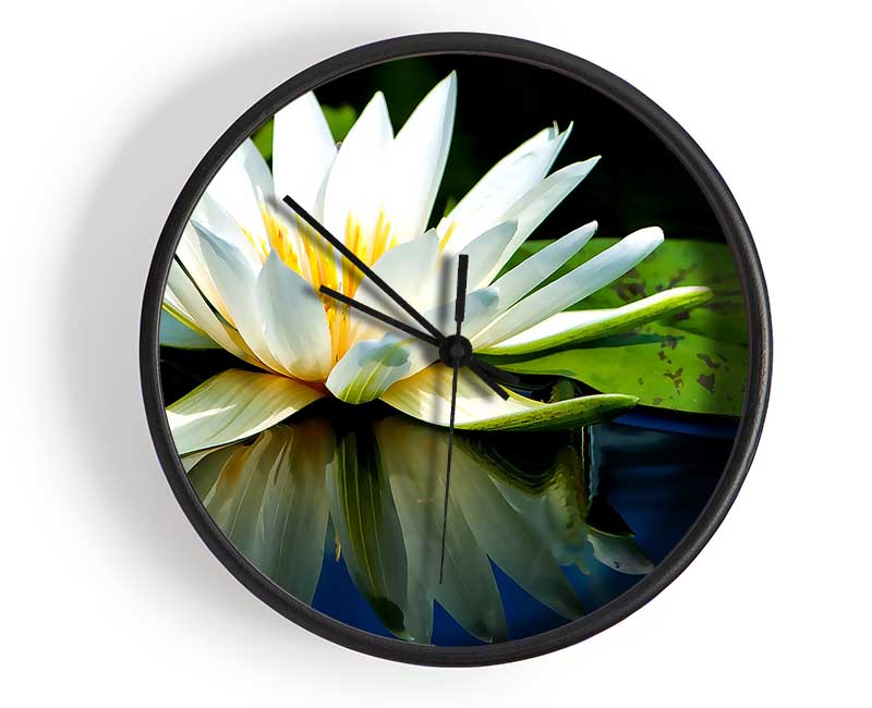 White Water Lily Reflection Clock - Wallart-Direct UK