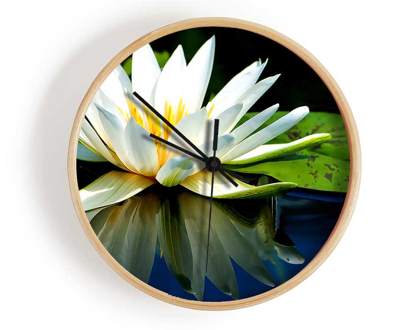 White Water Lily Reflection Clock - Wallart-Direct UK