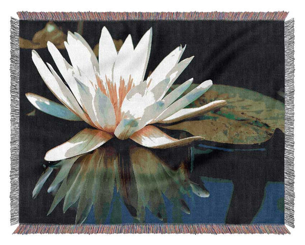 White Water Lily Reflection Woven Blanket