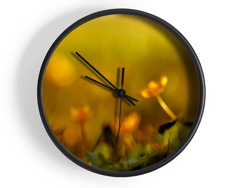 Yellow Flowers In The Golden Sun Clock - Wallart-Direct UK