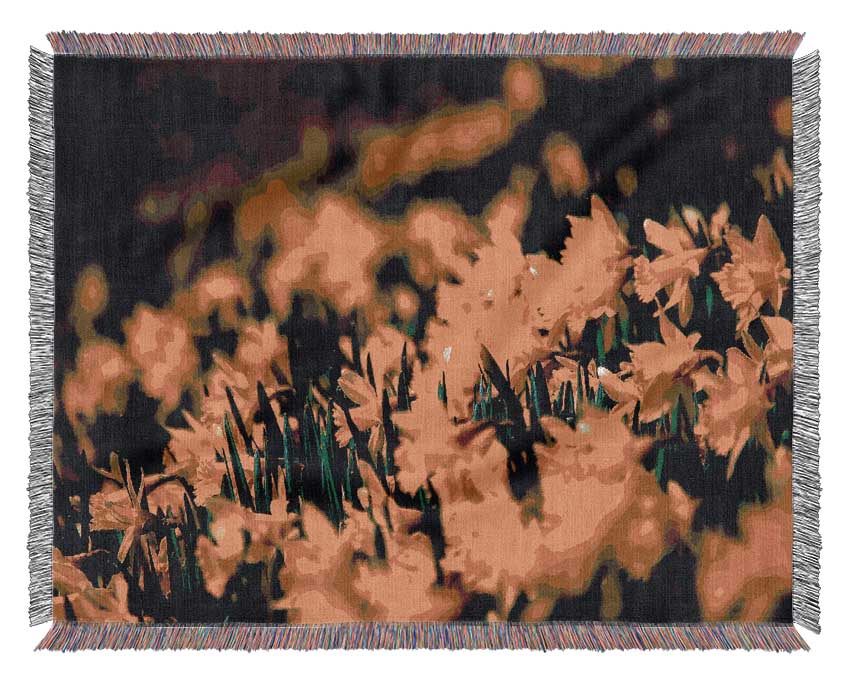 Yellow Daffodil Field Woven Blanket