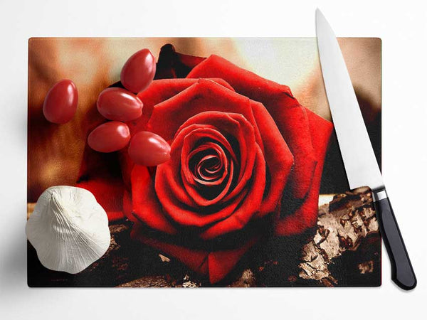 Valentines Day Rose Glass Chopping Board
