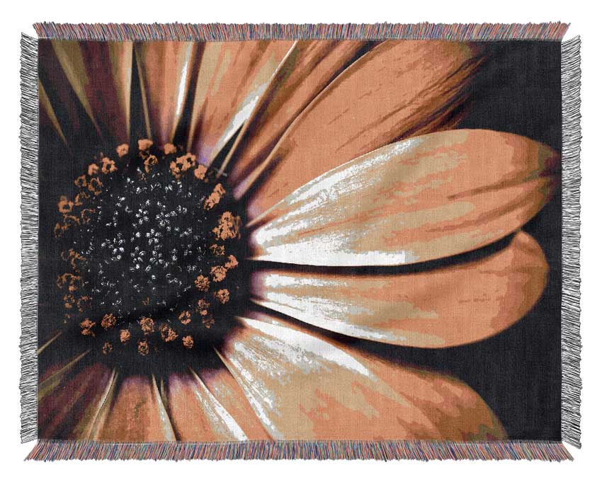 Golden Black Daisy Woven Blanket