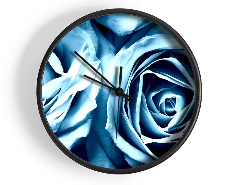 Twin Blue Roses Clock - Wallart-Direct UK
