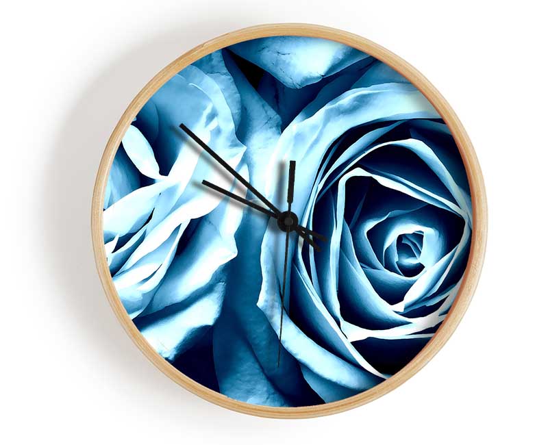 Twin Blue Roses Clock - Wallart-Direct UK