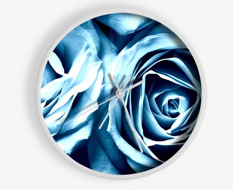 Twin Blue Roses Clock - Wallart-Direct UK