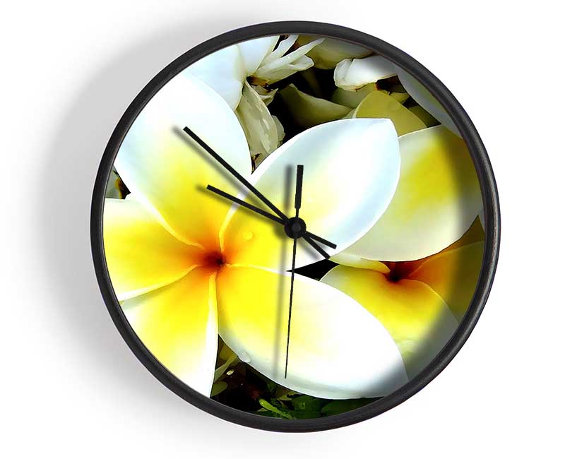 White Yellow Flowers Clock - Wallart-Direct UK