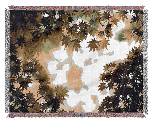 Green Maple Leaves Woven Blanket