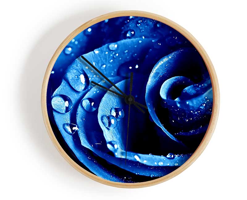 Wet Drops Blue Rose Clock - Wallart-Direct UK