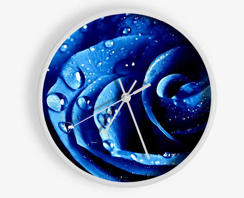 Wet Drops Blue Rose Clock - Wallart-Direct UK