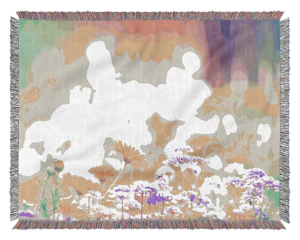 Marigold Lilac Purple Flowers Woven Blanket