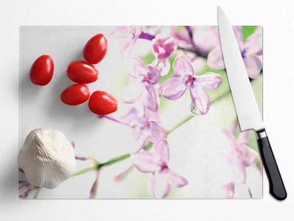 Lilac Flowers Glass Chopping Board