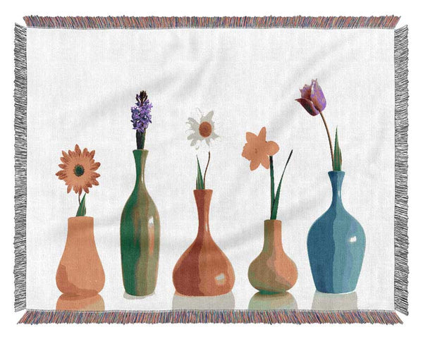 Flower Vases Woven Blanket