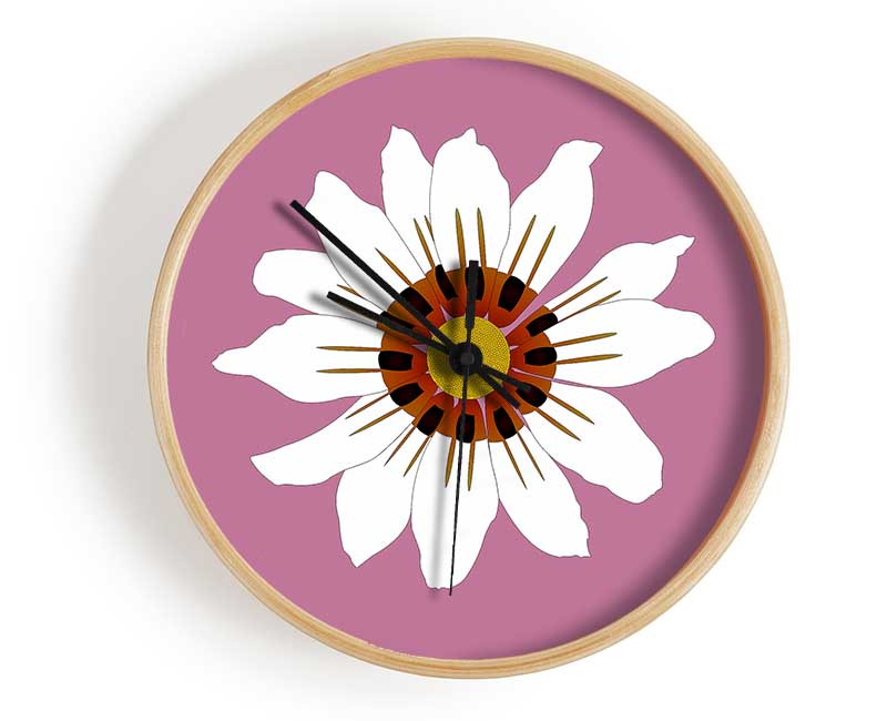 White Daisy Pinks Clock - Wallart-Direct UK
