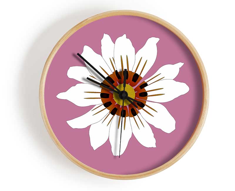 White Daisy Pinks Clock - Wallart-Direct UK