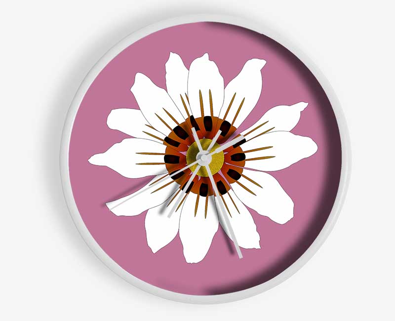 White Daisy Pinks Clock - Wallart-Direct UK