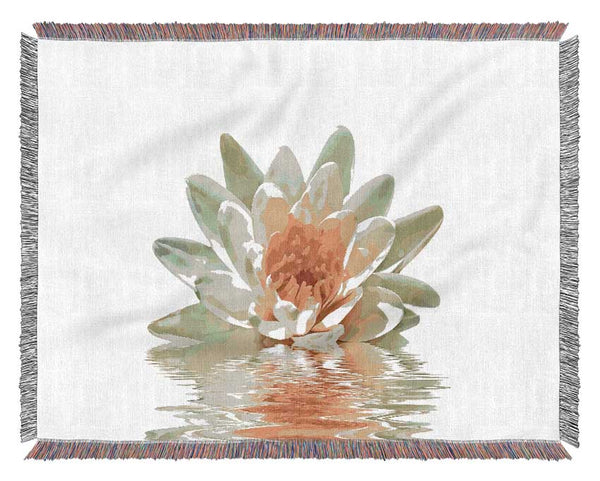 White Water Lily Reflection Petals Woven Blanket
