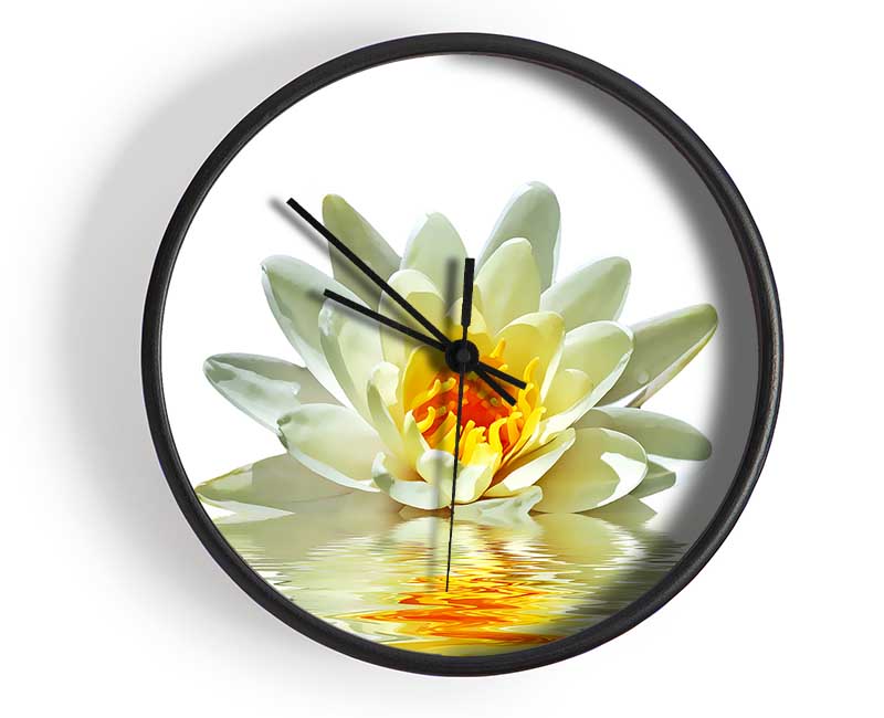 White Water Lily Reflection Petals Clock - Wallart-Direct UK