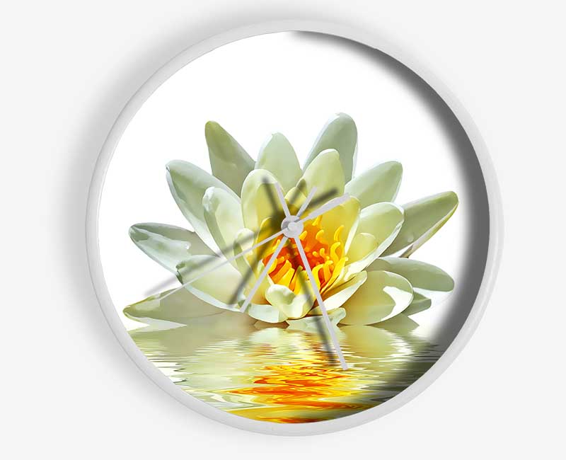 White Water Lily Reflection Petals Clock - Wallart-Direct UK