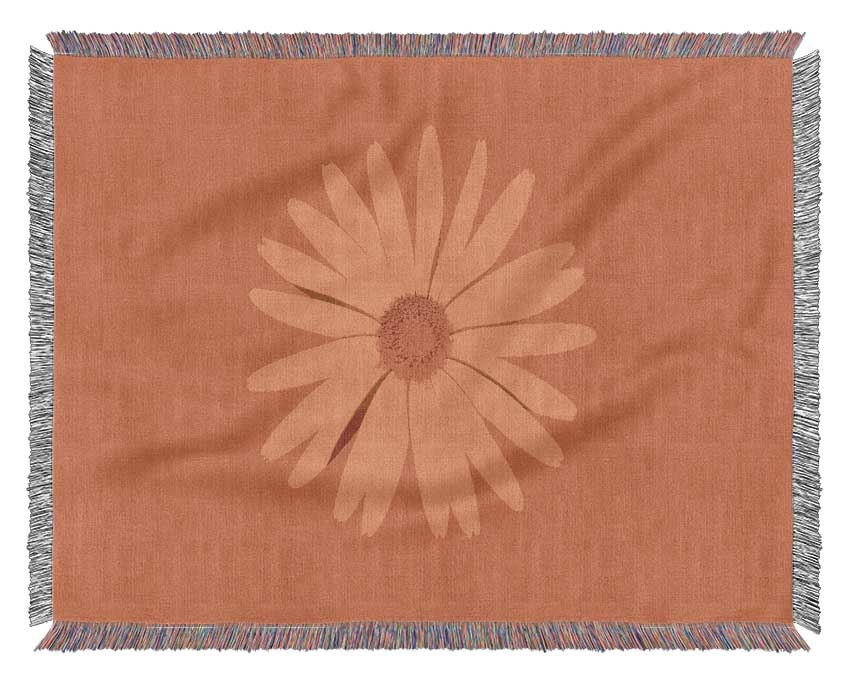 Yellow Daisy Face On Orange Woven Blanket