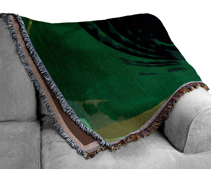 Twist Of A Green Leaf Woven Blanket