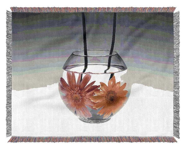 Gerbera Fishbowl B n W Woven Blanket