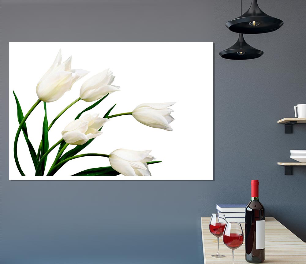 White Tulip Quad Print Poster Wall Art