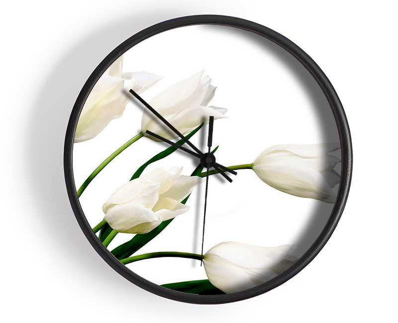 White Tulip Quad Clock - Wallart-Direct UK