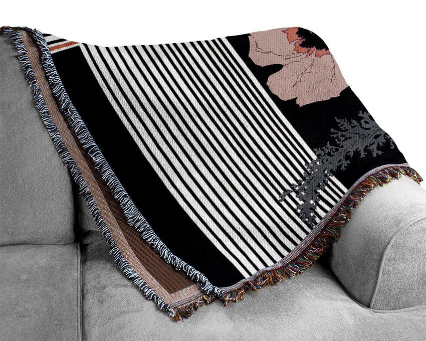 Pink Poppy Stripes Woven Blanket