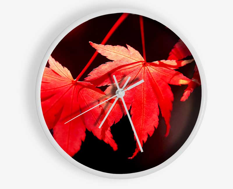 Winter Red Leaves Clock - Wallart-Direct UK