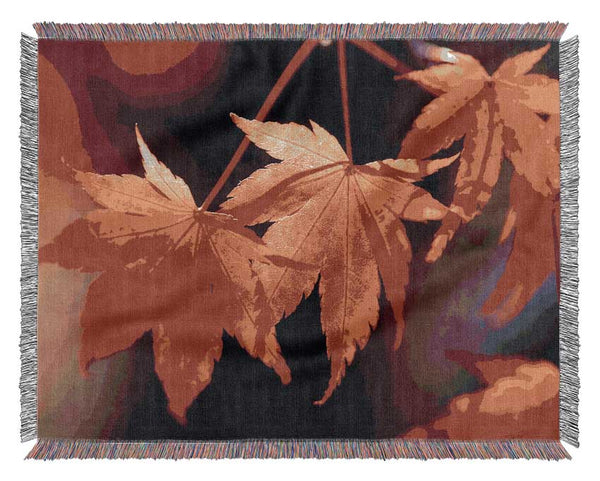 Winter Red Leaves Woven Blanket