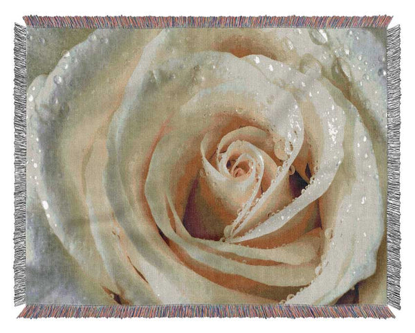 White Rose Petal Dew Woven Blanket