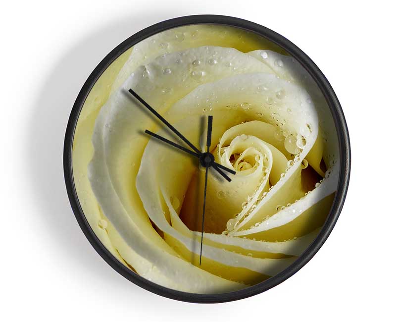 White Rose Petal Dew Clock - Wallart-Direct UK