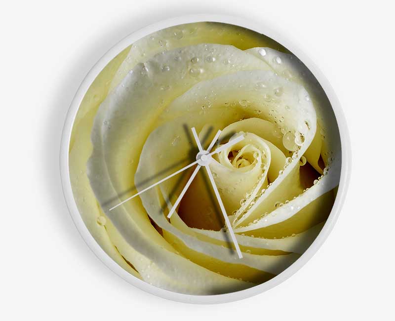 White Rose Petal Dew Clock - Wallart-Direct UK