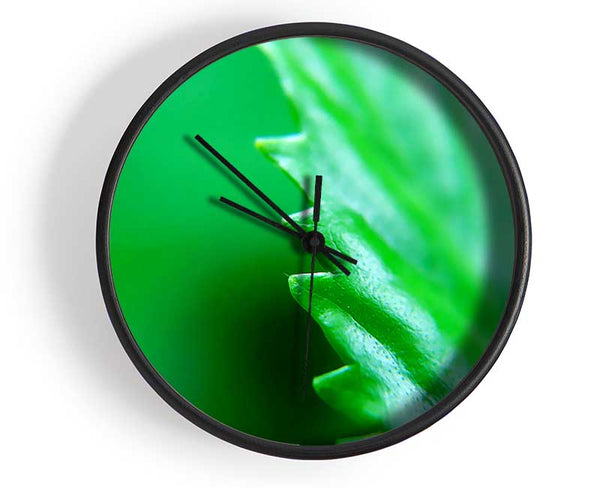 Jagged Green Leaves Clock - Wallart-Direct UK