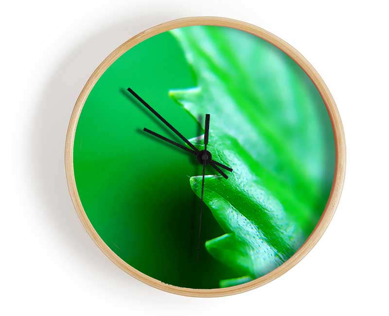 Jagged Green Leaves Clock - Wallart-Direct UK