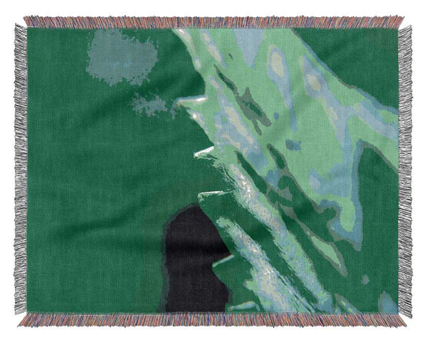 Jagged Green Leaves Woven Blanket