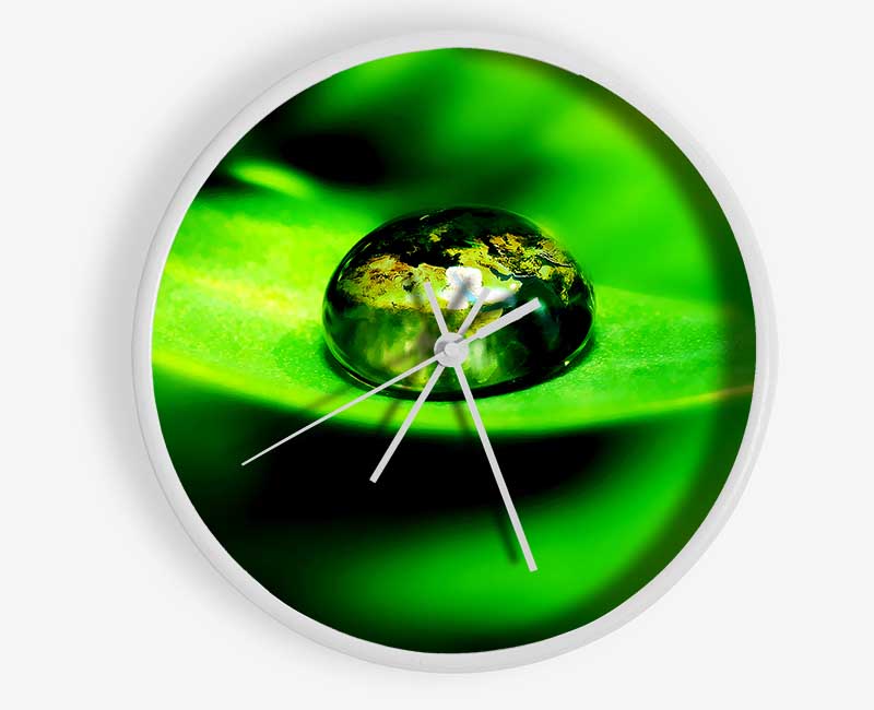 Green Leave Water Droplet Clock - Wallart-Direct UK