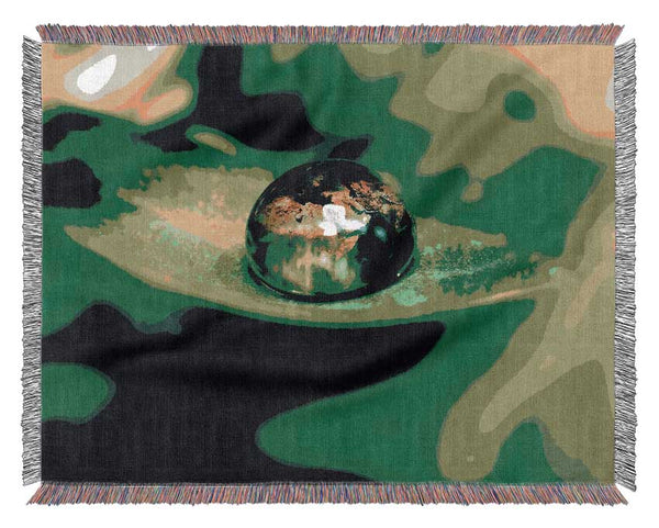 Green Leave Water Droplet Woven Blanket