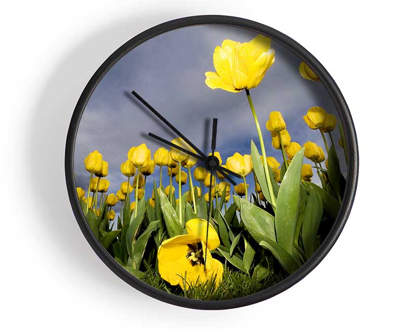 Yellow Daisy Storms Clock - Wallart-Direct UK