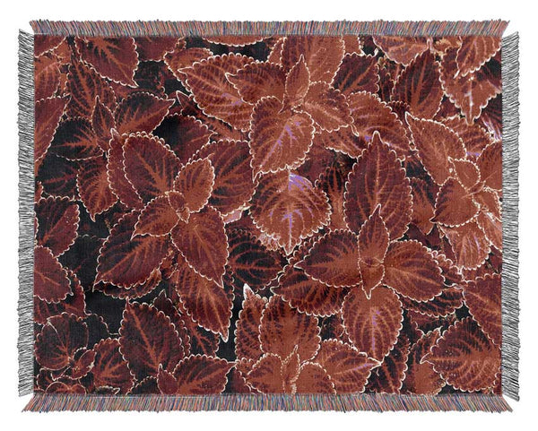 Deep Red Autumn Leaves Woven Blanket