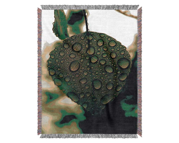 Waterdrops On A Leaf Woven Blanket